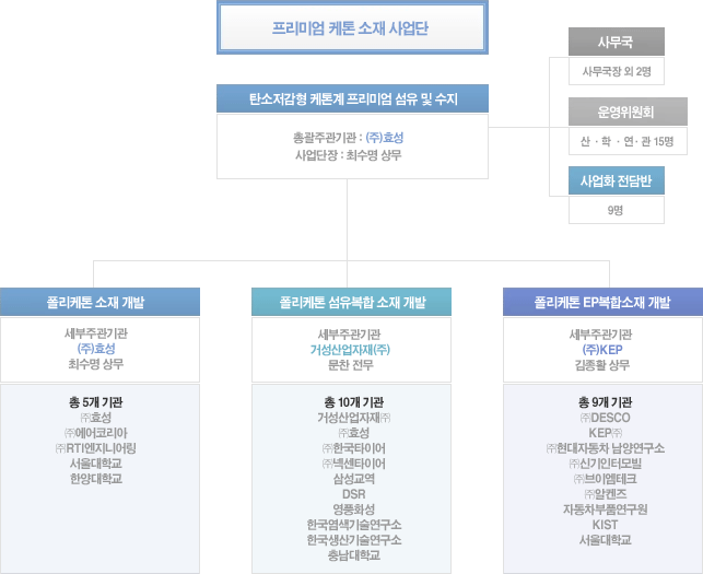 프리미엄 케톤 소재 사업단 조직도